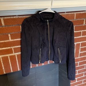Bebe Navy Suede Cropped Jacket